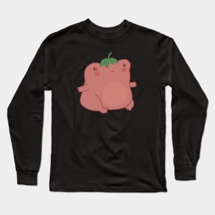 Strawberry Cute Chubby Toad,  Pastel Pink Kawaii Cottagecore Aesthetic Frog Long Sleeve T-Shirt